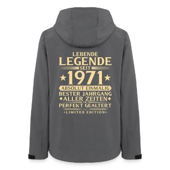 1971 Baujahr Legende 55. Geburtstag Geschenk - Frauen Recycelte Softshelljacke von Stanley/Stella - Anthrazit - Hinten - AI Model Female 172 light (172cm)