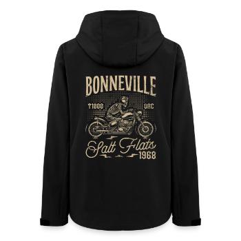 Bonneville Salt Flats Motorrad Geburtstag 1968 - Frauen Recycelte Softshelljacke von Stanley/Stella - Schwarz - Hinten - AI Model Female 172 light (172cm)