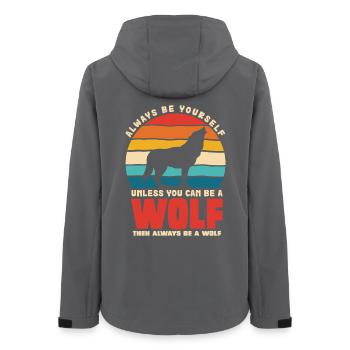 Wolfsruf: Sei Immer Du Selbst - Frauen Recycelte Softshelljacke von Stanley/Stella - Anthrazit - Hinten - AI Model Female 172 light (172cm)