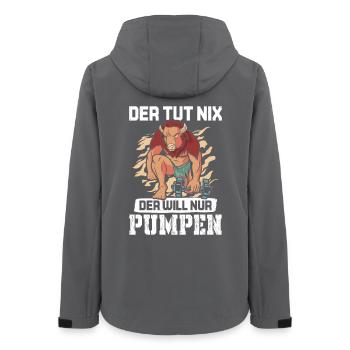 Bodybuilder WHO DOESN'T DO ANYTHING, HE WANTS TO PUMP Funny - Women’s Recycled Softshell Jacket by Stanley/Stella - anthracite - Back - AI Model Female 172 light (172cm)