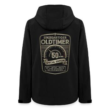 50. Geburtstag 50er 50ter 50 Jahre Oldtimer - Frauen Recycelte Softshelljacke von Stanley/Stella - Schwarz - Hinten - AI Model Female 172 light (172cm)