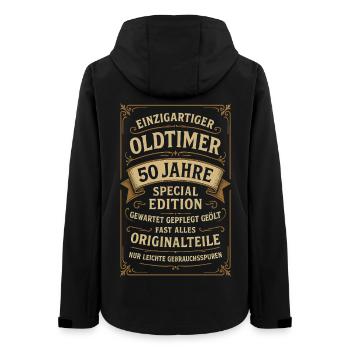 50. Geburtstag 50er 50ter 50 Jahre Oldtimer - Frauen Recycelte Softshelljacke von Stanley/Stella - Schwarz - Hinten - AI Model Female 172 light (172cm)