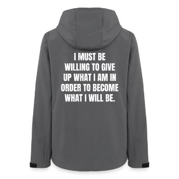 I must be willing to give up what I am in order - Frauen Recycelte Softshelljacke von Stanley/Stella - Anthrazit - Hinten - AI Model Female 172 light (172cm)