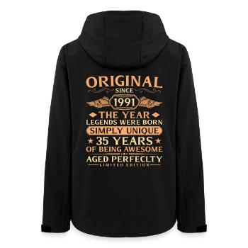 Original 1991 Jahrgang - 35. Geburtstag - Frauen Recycelte Softshelljacke von Stanley/Stella - Schwarz - Hinten - AI Model Female 172 light (172cm)