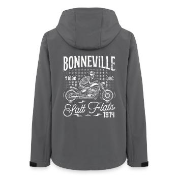 Bonneville Salt Flats Motorrad Geburtstag 1914 - Frauen Recycelte Softshelljacke von Stanley/Stella - Anthrazit - Hinten - AI Model Female 172 light (172cm)