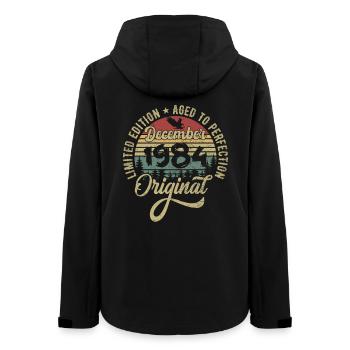 Dezember 1984 - Legende Seit Dezember 1984 - Frauen Recycelte Softshelljacke von Stanley/Stella - Schwarz - Hinten - AI Model Female 172 light (172cm)