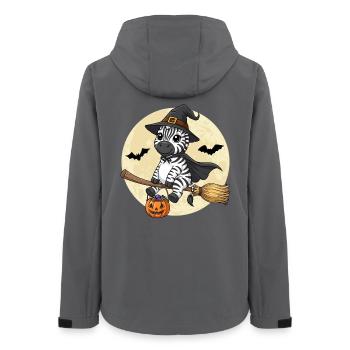 Cute Zebra Witch Halloween Pumpkin Full Moon - Women’s Recycled Softshell Jacket by Stanley/Stella - anthracite - Back - AI Model Female 172 light (172cm)