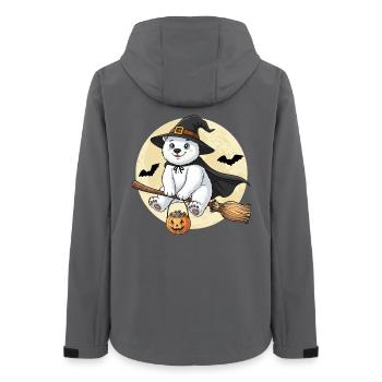 Cute Polar Bear Witch Halloween Pumpkin Full Moon - Women’s Recycled Softshell Jacket by Stanley/Stella - anthracite - Back - AI Model Female 172 light (172cm)
