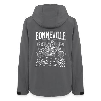 Bonneville Salt Flats Motorcycle Birthday 1929 - Women’s Recycled Softshell Jacket by Stanley/Stella - anthracite - Back - AI Model Female 172 light (172cm)