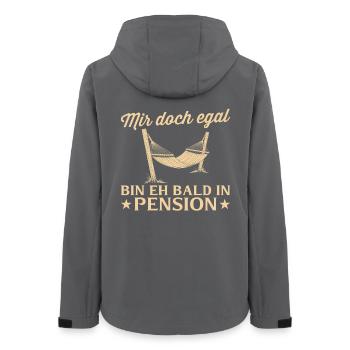 Pensionär Hammock - Eh bald in Pension - Women’s Recycled Softshell Jacket by Stanley/Stella - anthracite - Back - AI Model Female 172 light (172cm)