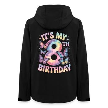 8th Birthday Rainbow Butterfly Decoration - Women’s Recycled Softshell Jacket by Stanley/Stella - black - Back - AI Model Female 172 light (172cm)