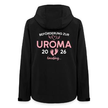 Uroma 2026 Schwangerschaftsankündigung Oma - Frauen Recycelte Softshelljacke von Stanley/Stella - Schwarz - Hinten - AI Model Female 172 light (172cm)