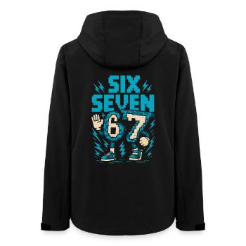 67 Pixel Blitz Retro - Frauen Recycelte Softshelljacke von Stanley/Stella - Schwarz - Hinten - AI Model Female 172 light (172cm)