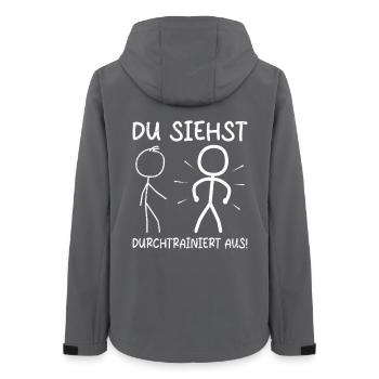 Strichmännchen DU SIEHST TRAINIERT AUS Lustig - Frauen Recycelte Softshelljacke von Stanley/Stella - Anthrazit - Hinten - AI Model Female 172 light (172cm)