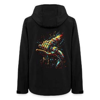Streetstyle Bikermotiv Vollgas Gasgriff  - Frauen Recycelte Softshelljacke von Stanley/Stella - Schwarz - Hinten - AI Model Female 172 light (172cm)
