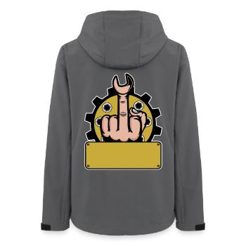 Middle Finger Fuck You Name Tag Yellow - Women’s Recycled Softshell Jacket by Stanley/Stella - anthracite - Back - AI Model Female 172 light (172cm)