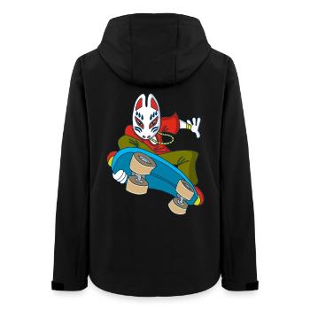 Japanischer Fuchs auf einem Skateboard - Frauen Recycelte Softshelljacke von Stanley/Stella - Schwarz - Hinten - AI Model Female 172 light (172cm)