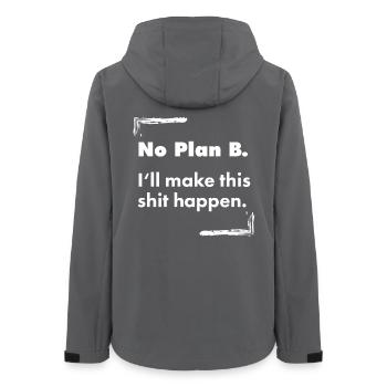 No Plan B – Destroyed Bold Typo Spruch - Frauen Recycelte Softshelljacke von Stanley/Stella - Anthrazit - Hinten - AI Model Female 172 light (172cm)