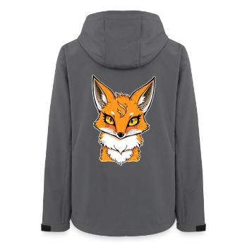 Fox Head Cartoon Illustration - Women’s Recycled Softshell Jacket by Stanley/Stella - anthracite - Back - AI Model Female 172 light (172cm)