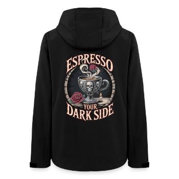 Gothic Kaffee Tasse mit Totenkopf & Rose - Frauen Recycelte Softshelljacke von Stanley/Stella - Schwarz - Hinten - AI Model Female 172 light (172cm)