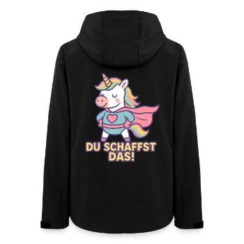 Mutmacher Einhorn Shirt, Du schaffst das - Frauen Recycelte Softshelljacke von Stanley/Stella - Schwarz - Hinten - AI Model Female 172 light (172cm)