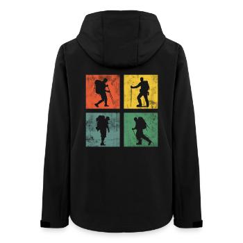 Wandern Wanderung Berge Retro - Frauen Recycelte Softshelljacke von Stanley/Stella - Schwarz - Hinten - AI Model Female 172 light (172cm)