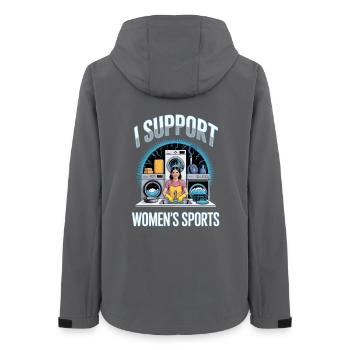 I Support Women's Sports Unwearable Bootleg - Women’s Recycled Softshell Jacket by Stanley/Stella - anthracite - Back - AI Model Female 172 light (172cm)