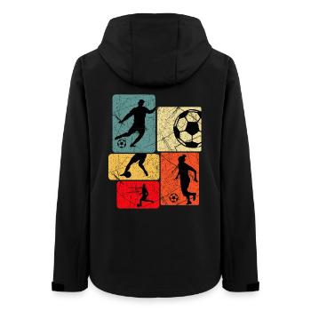 Retro Silhouette Fußball Muster - Frauen Recycelte Softshelljacke von Stanley/Stella - Schwarz - Hinten - AI Model Female 172 light (172cm)