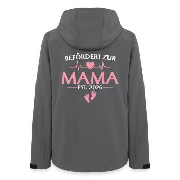 Promoted to Mom 2026 - Baby Shower - Women’s Recycled Softshell Jacket by Stanley/Stella - anthracite - Back - AI Model Female 172 light (172cm)