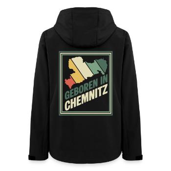 Geboren in Chemnitz Vintage Signet - Frauen Recycelte Softshelljacke von Stanley/Stella - Schwarz - Hinten - AI Model Female 172 light (172cm)