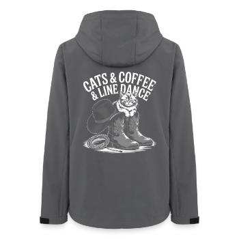 Katzen Kaffee Western Line Dance - Frauen Recycelte Softshelljacke von Stanley/Stella - Anthrazit - Hinten - AI Model Female 172 light (172cm)