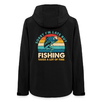 Sorry I’m Late – Retro Fishing Humor - Frauen Recycelte Softshelljacke von Stanley/Stella - Schwarz - Hinten - AI Model Female 172 light (172cm)
