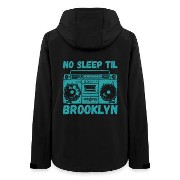 No Sleep Til Brooklyn Retro Boombox Vintage-Musik - Frauen Recycelte Softshelljacke von Stanley/Stella - Schwarz - Hinten - AI Model Female 172 light (172cm)