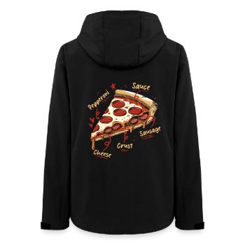 Pizza with Sausages Anatomy Of The Best Pizza - Women’s Recycled Softshell Jacket by Stanley/Stella - black - Back - AI Model Female 172 light (172cm)