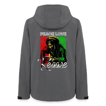 Peace Love Reggae Rastafari Guitar - Women’s Recycled Softshell Jacket by Stanley/Stella - anthracite - Back - AI Model Female 172 light (172cm)