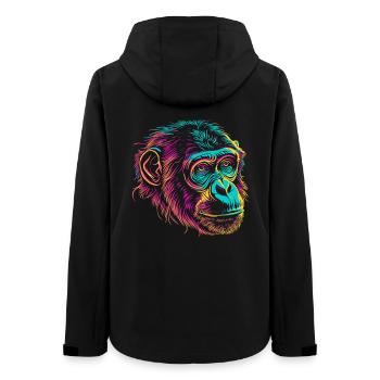 Colorful monkey head in pop art line style - Women’s Recycled Softshell Jacket by Stanley/Stella - black - Back - AI Model Female 172 light (172cm)
