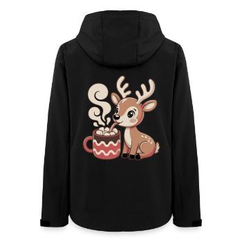 Kuschelhirsch trinkt Kakao - Frauen Recycelte Softshelljacke von Stanley/Stella - Schwarz - Hinten - AI Model Female 172 light (172cm)
