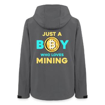 Krypto Mining Junge – Bitcoin Leidenschaft - Frauen Recycelte Softshelljacke von Stanley/Stella - Anthrazit - Hinten - AI Model Female 172 light (172cm)