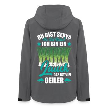 Gym TU ES PLUS RAIDE, JE SUIS UN POIREAU, C’EST ÇA - Veste softshell femme recyclée Stanley/Stella - charbon - Dos - AI Model Female 172 light (172cm)