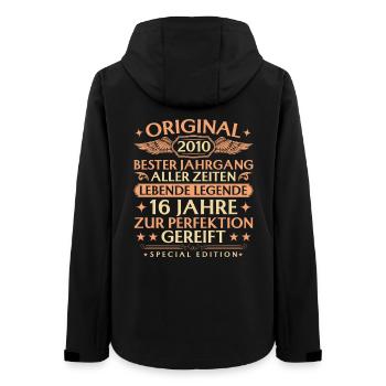 Original 2010 Jahrgang Geburtstag 16 Jahre - Frauen Recycelte Softshelljacke von Stanley/Stella - Schwarz - Hinten - AI Model Female 172 light (172cm)