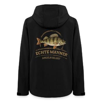 Echte Männer – Angeln Selbst -Barsch - Frauen Recycelte Softshelljacke von Stanley/Stella - Schwarz - Hinten - AI Model Female 172 light (172cm)