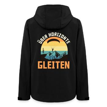 Paraglider GLIDING OVER HORIZONS Funny - Women’s Recycled Softshell Jacket by Stanley/Stella - black - Back - AI Model Female 172 light (172cm)