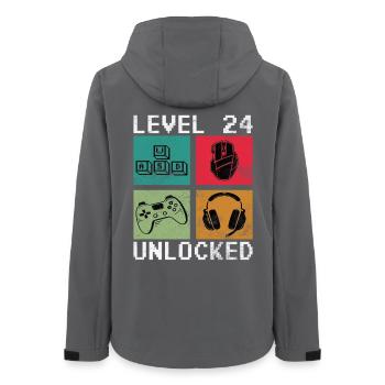 Level 24 Unlocked Pixel Gear - Frauen Recycelte Softshelljacke von Stanley/Stella - Anthrazit - Hinten - AI Model Female 172 light (172cm)