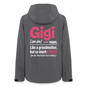 Gigi Cool Grandma Saying - Women’s Recycled Softshell Jacket by Stanley/Stella - anthracite - Back - AI Model Female 172 light (172cm)