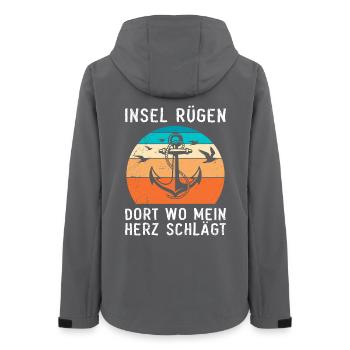 INSEL RÜGEN DORT WO MEIN HERZ SCHLÄGT Lustig - Frauen Recycelte Softshelljacke von Stanley/Stella - Anthrazit - Hinten - AI Model Female 172 light (172cm)