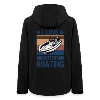 I Love Motor Boating Motorboating Boat Captain - Frauen Recycelte Softshelljacke von Stanley/Stella - Schwarz - Hinten - AI Model Female 172 light (172cm)