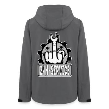 Mittelfinger Stinkerfinger 24h Service Design Grau - Frauen Recycelte Softshelljacke von Stanley/Stella - Anthrazit - Hinten - AI Model Female 172 light (172cm)