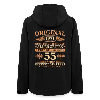 1971 Vintage Perfectly Aged 55th Birthday - Women’s Recycled Softshell Jacket by Stanley/Stella - black - Back - AI Model Female 172 light (172cm)