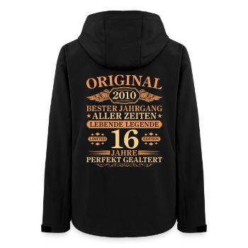 2010 Vintage Perfectly Aged 16th Birthday - Women’s Recycled Softshell Jacket by Stanley/Stella - black - Back - AI Model Female 172 light (172cm)