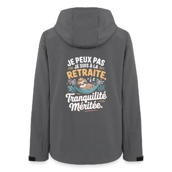 Je Peux Pas Je suis À La Retraite - Veste softshell femme recyclée Stanley/Stella - charbon - Dos - AI Model Female 172 light (172cm)